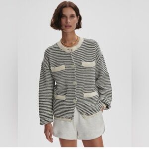 Euc Varley Tidwell Black and Cream Cardigan Sz S